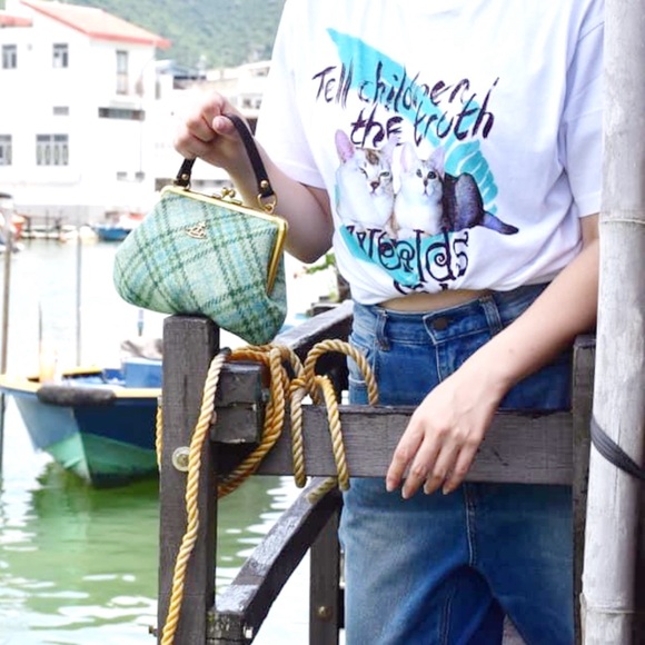 ❌SOLD❌Vivienne Westwood Framed Elena Green Tartan Wool Plaid Bag RARE - Picture 9 of 9